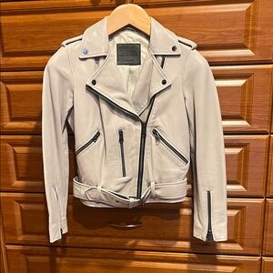 All Saints Women's Beige Leather Biker Jacket
